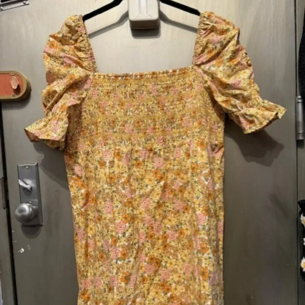 Retro & Other Stories cotton floral printed smock mini dress in multi - Picture 7 of 16